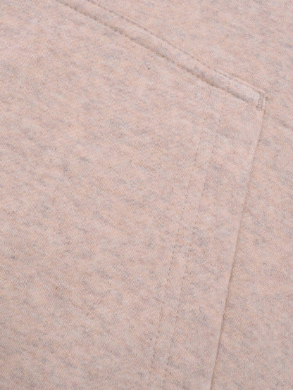 P&B Fleece Pullover Hoodie For Men-Peach Melange With Burgundy Panel-SP638
