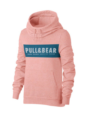 P&B Fleece Pullover Hoodie For Men-Pink Melange With Navy Panel-SP627