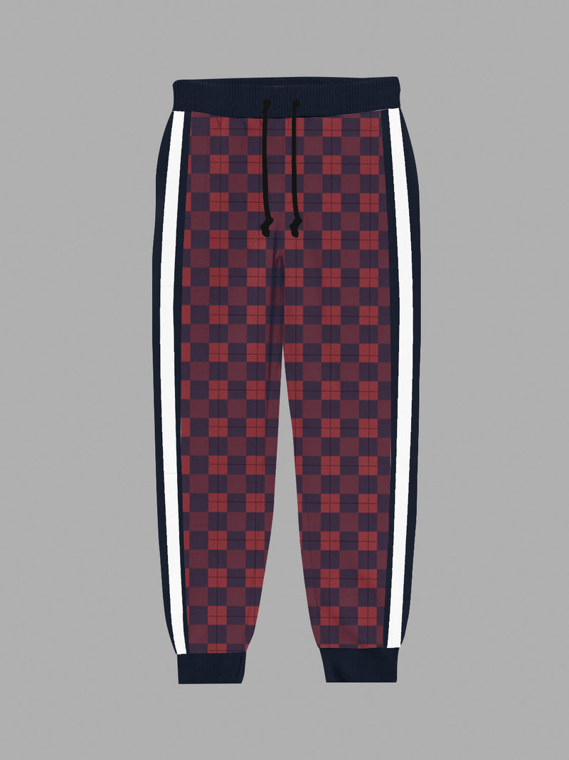 Diesel Terry Fleece Slim Fit Jogger Trouser For Kids-Allover Check With Assorted Stripes-SP929