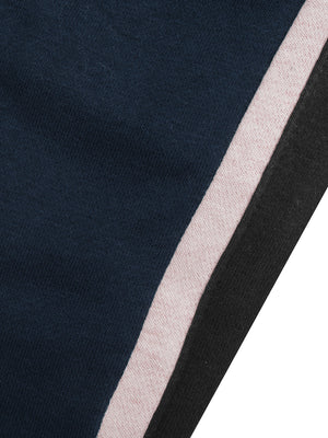 Red Pearl Fleece Slim Fit Jogger Trouser For Kids-Navy & Grey With Assorted Stripes-SP879