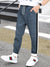 Red Pearl Rib Slim Fit Jogger Trouser For Kids-Navy Melange & White With Assorted Stripes-SP881