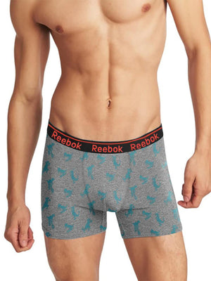 Reebok Boxer Shorts For Men-Grey Melange with Allover Print-SP2794