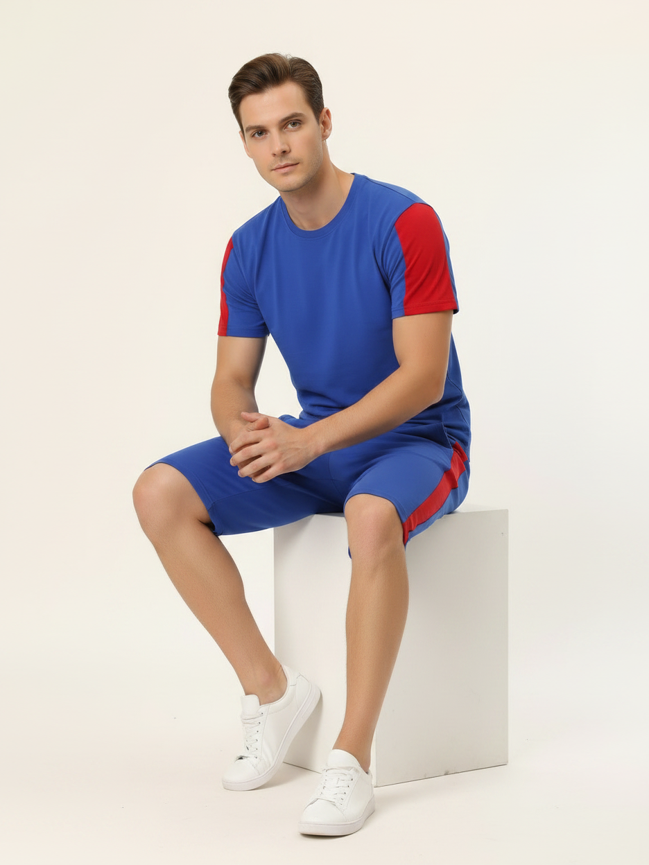 Summer Co Ord Set For Men-Royal Blue-BE9956