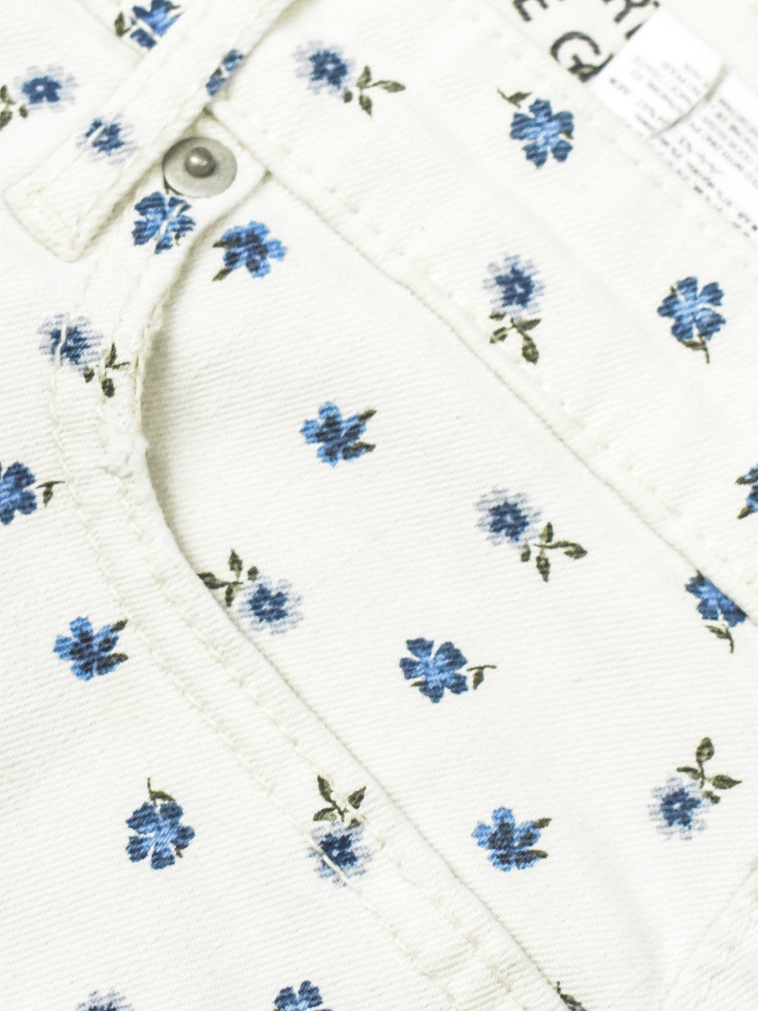 Gap Denim Short For Ladies-White with Allover Floral Print-SP2389
