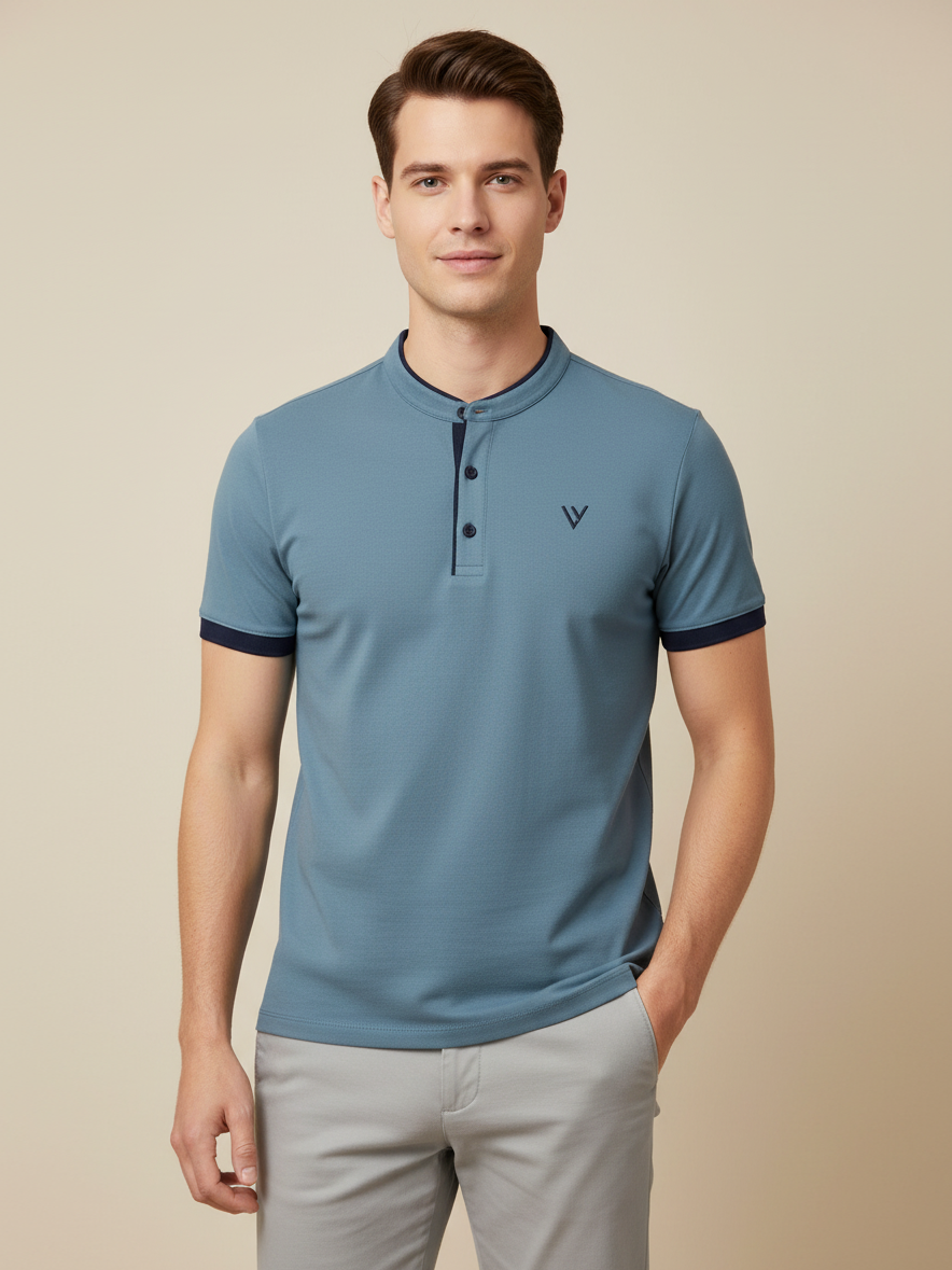 LV Summer Polo Shirt For Men-Bond Blue-BE728/BR12979