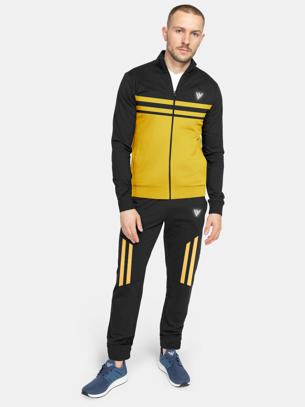 Louis Vicaci Lightning Flash Training Tracksuit For Men-Black & Yellow-RT1145