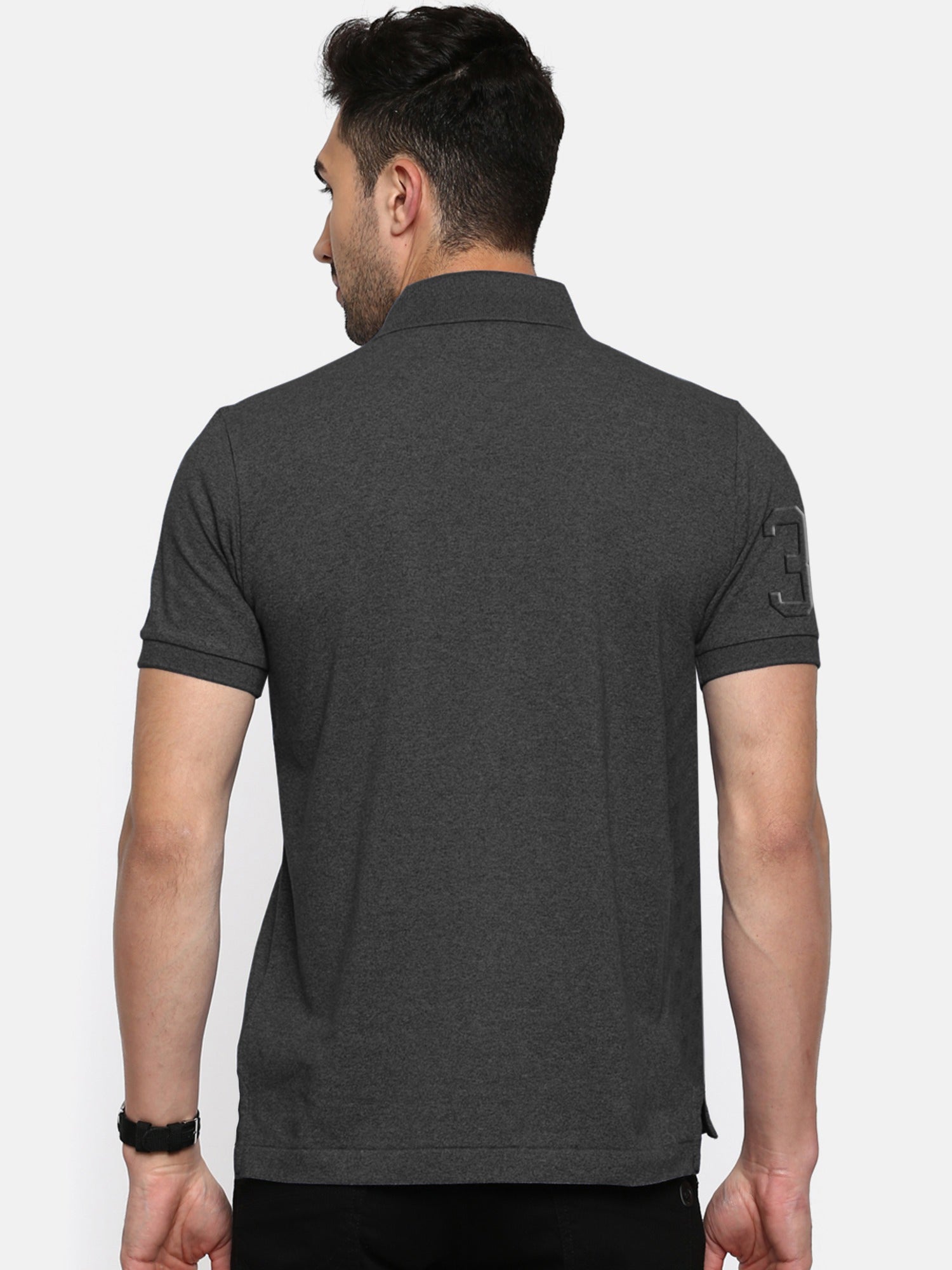 Basic London Half Sleeve Polo Shirt For Men-Charcoal Melange-SP1939