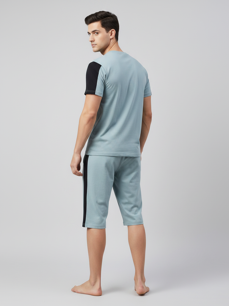 Summer Co Ord Set For Men-Light Blue-BE0051