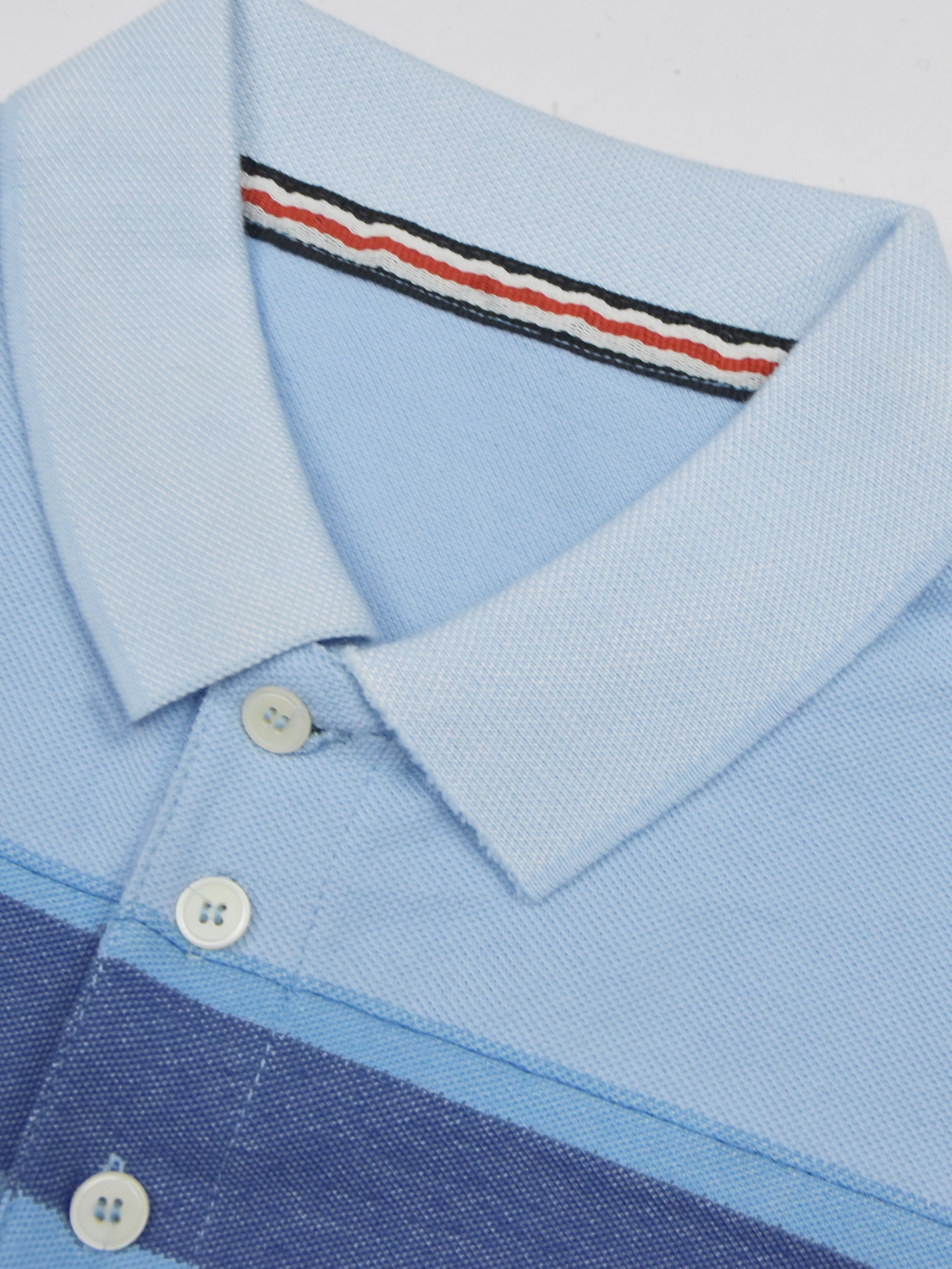 Summer Polo Shirt For Men-Blue & Smoke White With Panel-AN4020