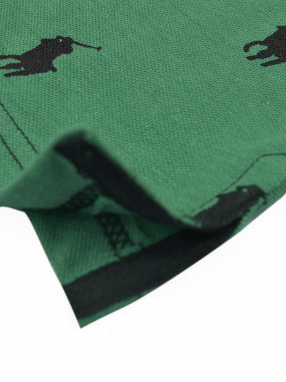 PRL Summer Polo Shirt For Men-Green Melange with Allover Print-SP1452/RT2340