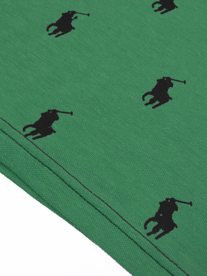PRL Summer Polo Shirt For Men-Green Melange with Allover Print-SP1452/RT2340