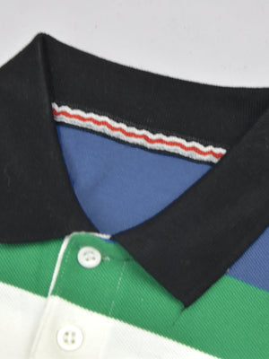 Summer Polo Shirt For Men-White & Blue With Green-RT50