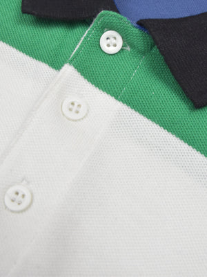 Summer Polo Shirt For Men-White & Blue With Green-RT50