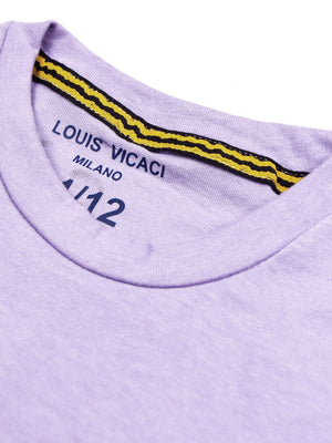 Summer Single Jersey Crew Neck Tee Shirt For Kids-Purple With Print-AN4156