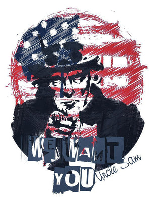 Uncle Sam Summer Tee Shirt For Men-White With Print-SP1906