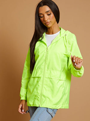 Rising Oversized Hooded Festival Rain Jacket For Ladies-Neon Green-SP3278