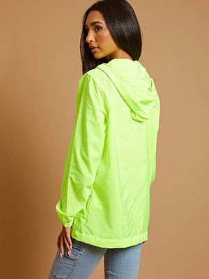 Rising Oversized Hooded Festival Rain Jacket For Ladies-Neon Green-SP3278