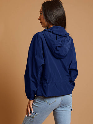 High Neck Hooded Festival Jacket For Ladies-Dark Royal Blue-SP3271