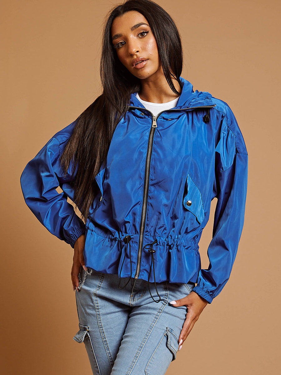 High Neck Hooded Festival Jacket For Ladies-Blue-SP3261