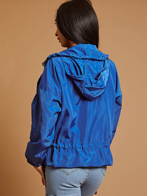 High Neck Hooded Festival Jacket For Ladies-Blue-SP3261