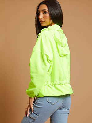 High Neck Hooded Festival Jacket For Ladies-Neon Green-SP3266