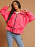 High Neck Hooded Festival Jacket For Ladies-Neon Pink-SP3269