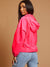 High Neck Hooded Festival Jacket For Ladies-Neon Pink-SP3269