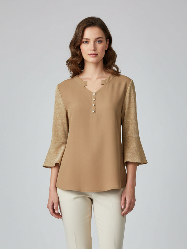 Louis Vicaci Butterfly Sleeve 4 Sided Lycra Ban Top For Ladies-Shine Skin with Net Sleeve-BR720