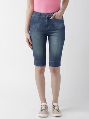 Tomster Denim Short For Ladies-Navy Faded-SP2383