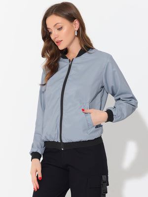 PLT Basic Lightweight Bomber Jacket For Ladies-Slate Blue-SP3281