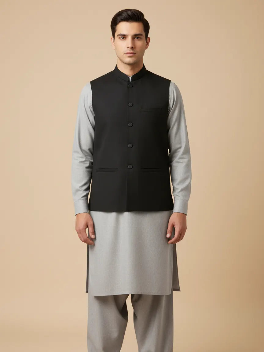 Men’s Premium Tropical Waistcoat Dark Grey-WC18
