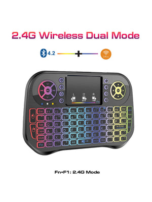 I10 Mini Wireless + Bluetooth 7 Color Backlit Light 2.4Ghz Air Mouse With Touchpad-BE1972/BR14113