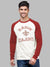 47 Raglan Sleeve Crew Neck Tee Shirt For Men-Off White & Red with Print-SP2121