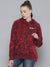 Nyc Polo Fleece Pullover Hoodie For Ladies-Red Allover Print-SP1483