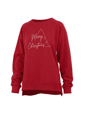 Royce Crew Neck Fleece Open Side Sweatshirt For Ladies-Dark Red-RT864