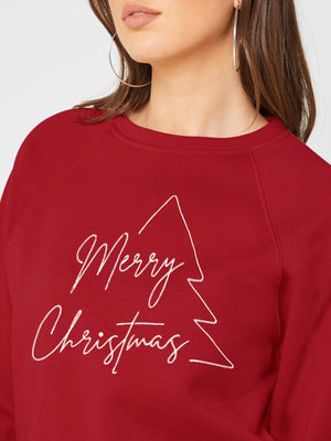 Royce Crew Neck Fleece Open Side Sweatshirt For Ladies-Dark Red-RT864