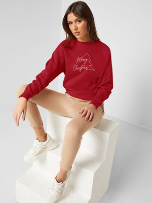 Royce Crew Neck Fleece Open Side Sweatshirt For Ladies-Dark Red-RT864