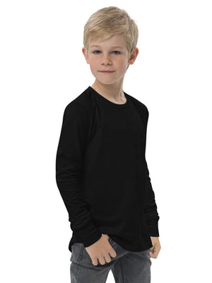 Maxx Crew Neck Long Sleeve Single Jersey Tee Shirt For Kids-Black-SP230