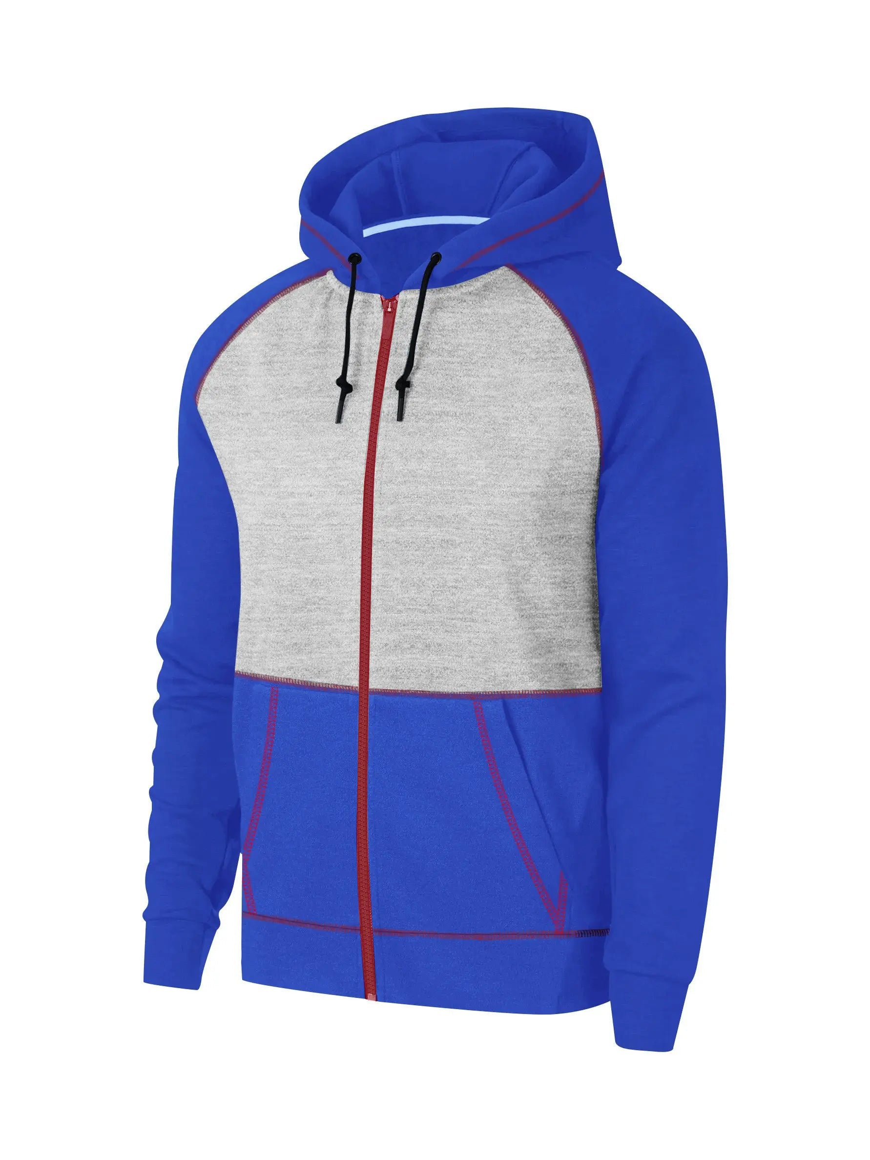 Next Terry Fleece Zipper Hoodie For Men-Blue with Grey Melange Panel-SP596