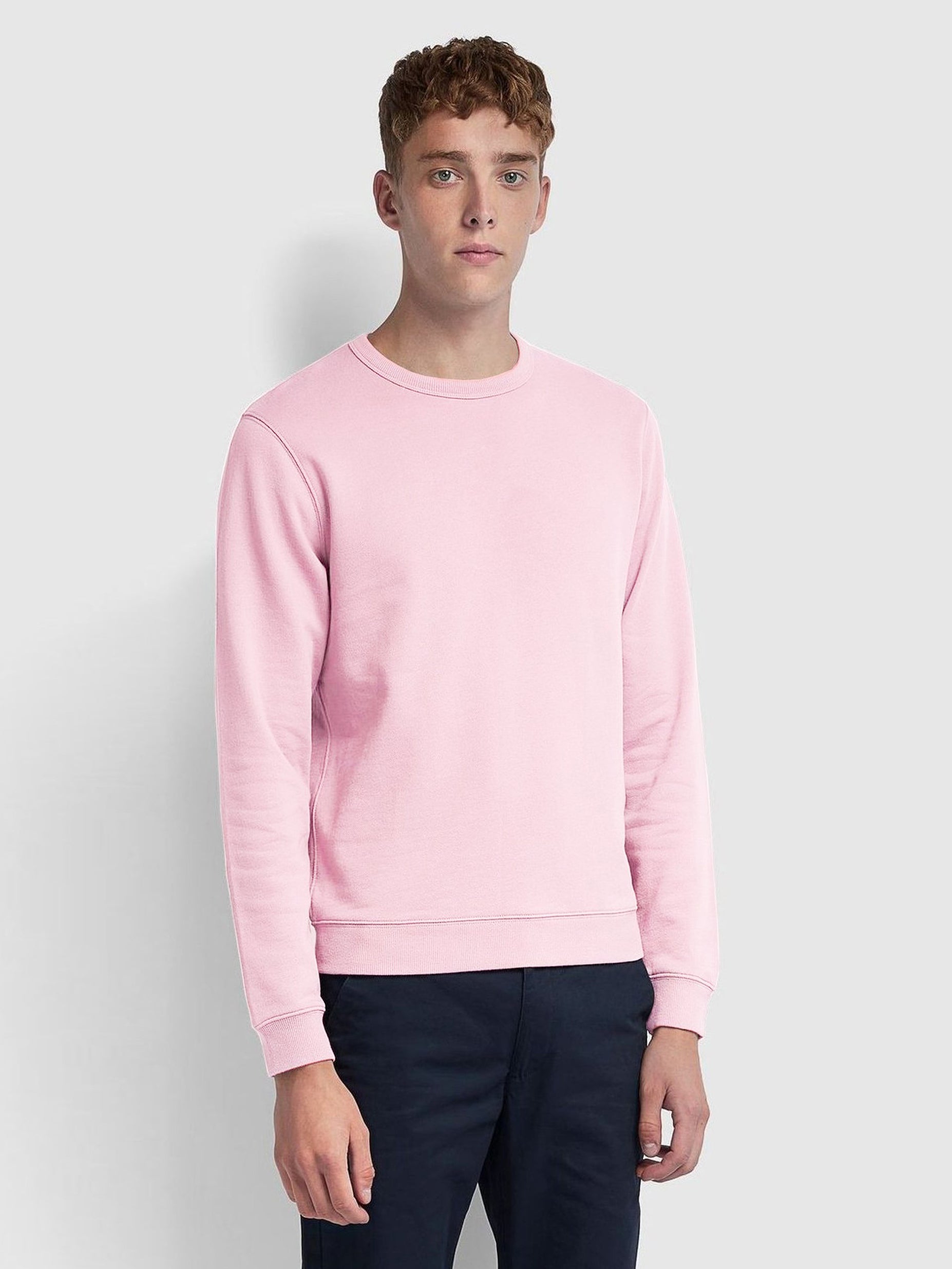 Premium Crew Neck Fleece Sweatshirt For Men-Pink-RT1386