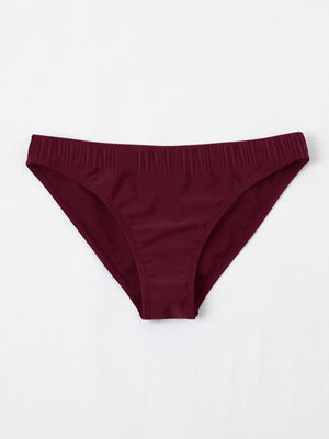 New stylish Crinkled Satin Bikini Bottom For Ladies-Maroon-BR731
