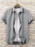 Louis Vicaci Super Stretchy Slim Fit Half Sleeve Summer Button Down Shirt For Men-Grey Melange-BR567