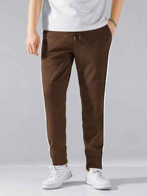 Louis Vicaci Summer Trouser Pant For Men-Light Brown with Stripe-BR649