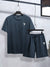 Summer Fashion T-Shirt & Lounge Short Suit For Men-Navy Melange-BR687