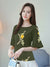 Louis Vicaci Butterfly Sleeve 4 Sided Lycra Top For Ladies-Olive Green-RT2005
