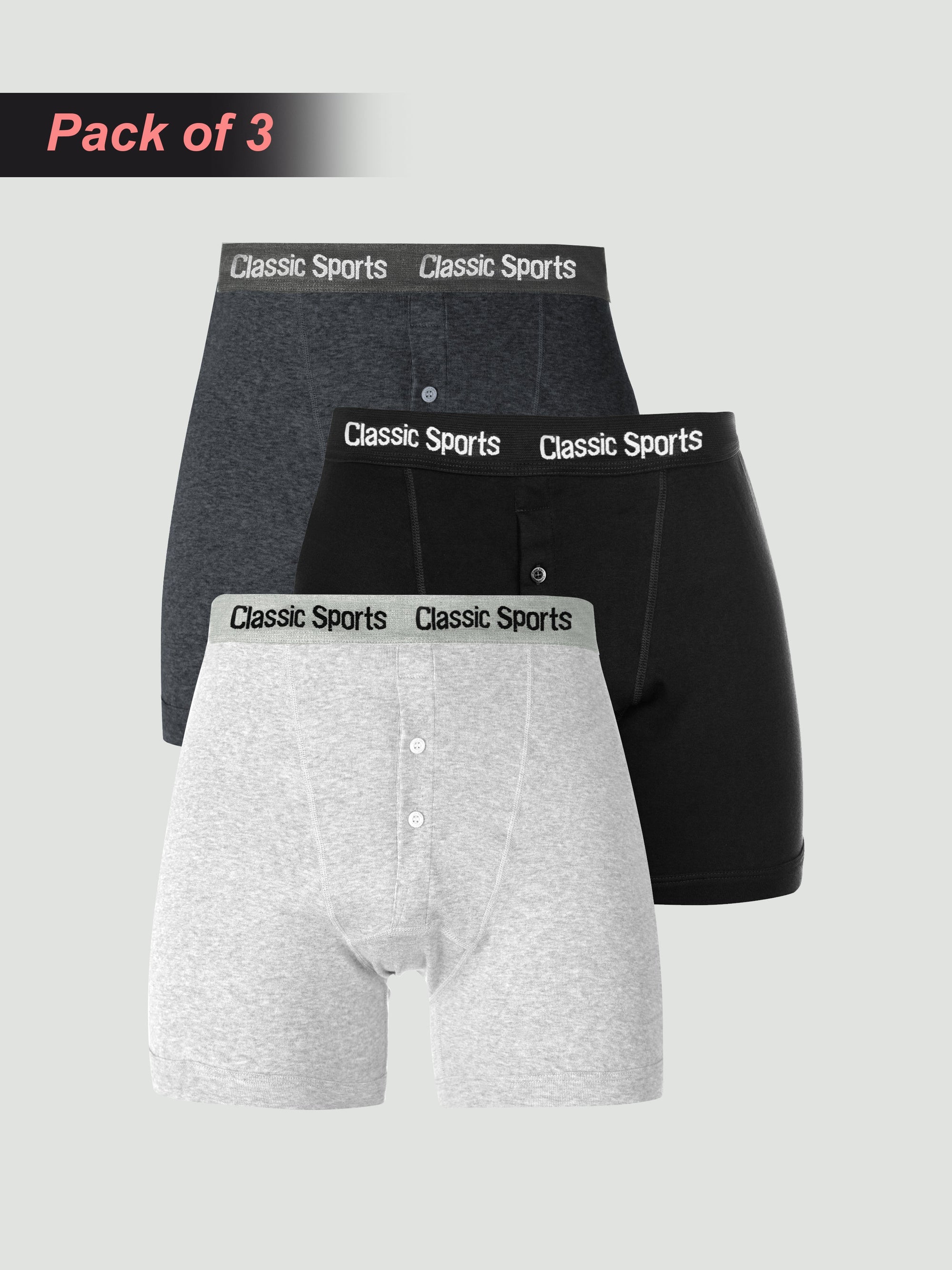Pack Of 3 Classic Sport Single Jersey Boxer Brief For Men-BR803