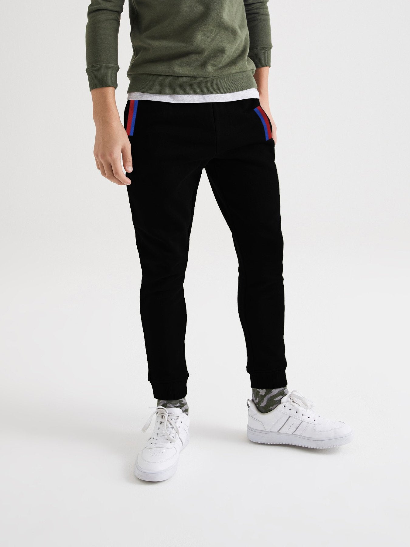 ADS Fleece Slim Fit Jogger Trouser For Kids-Black-RT1452