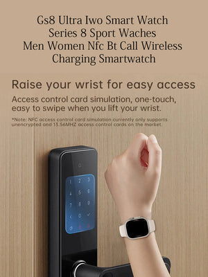 Gs8 Ultra Iwo Smart Watch Series 8 Sport Waches Men Women Nfc Bt Call Wireless Charging Smartwatch-Black-BR575