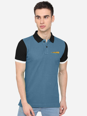 Summer Polo Shirt For Men-Bond Blue & Black-RT752