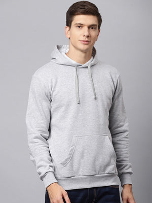 Louis Vicaci Fleece Pullover Hoodie For Men-Grey Melange-BR849